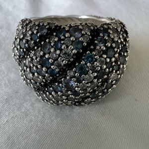 David Yurman Sterling silver and sapphire Hampton ring sz 8